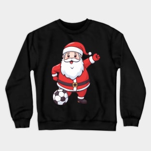 Kawaii Santa Playing Soccer Crewneck Sweatshirt